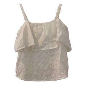 White eyelet cropped tank